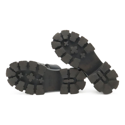 Prada Triangle Logo Monolith Rubber Sandals Platform Nero Black — view 4