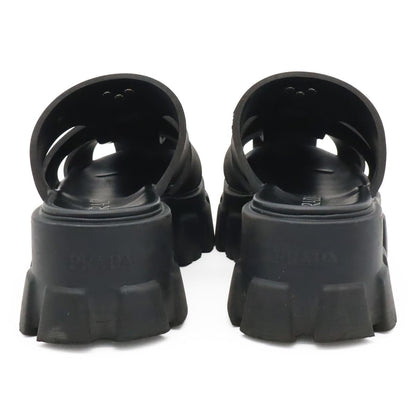 Prada Triangle Logo Monolith Rubber Sandals Platform Nero Black — view 3