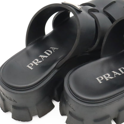 Prada Triangle Logo Monolith Rubber Sandals Platform Nero Black — view 8