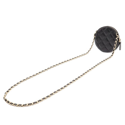 Chanel Camellia Quilted Chain Pochette Mini Shoulder Bag Lambskin Leather Black — view 2