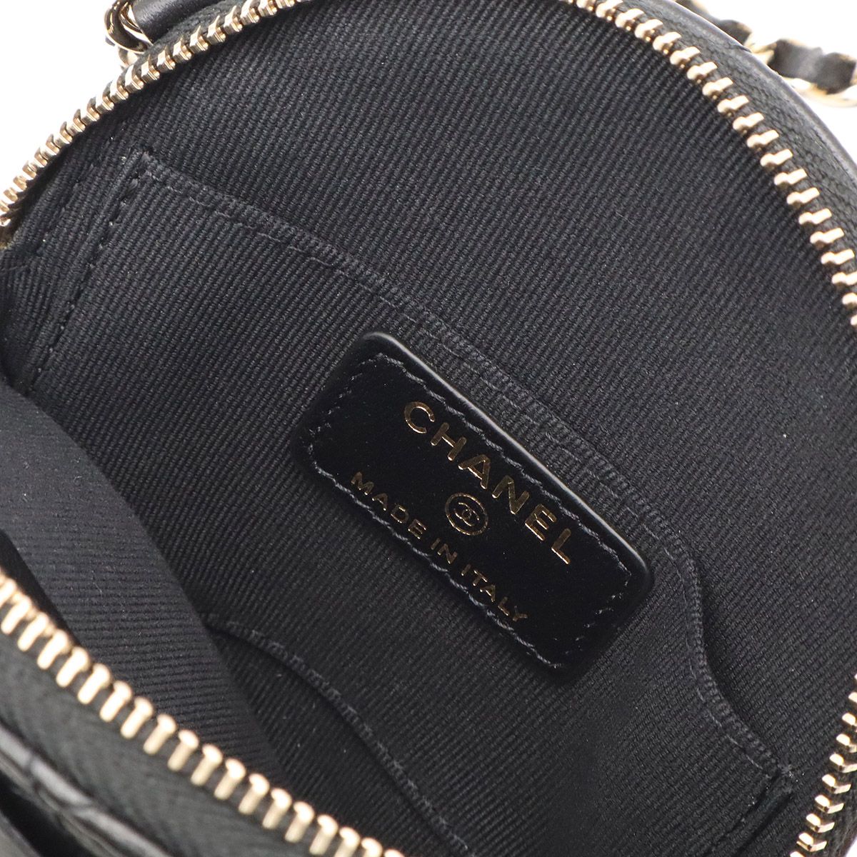 Chanel Camellia Quilted Chain Pochette Mini Shoulder Bag Lambskin Leather Black — view 7