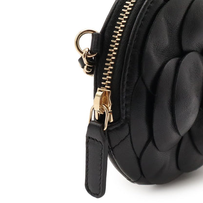Chanel Camellia Quilted Chain Pochette Mini Shoulder Bag Lambskin Leather Black — view 5