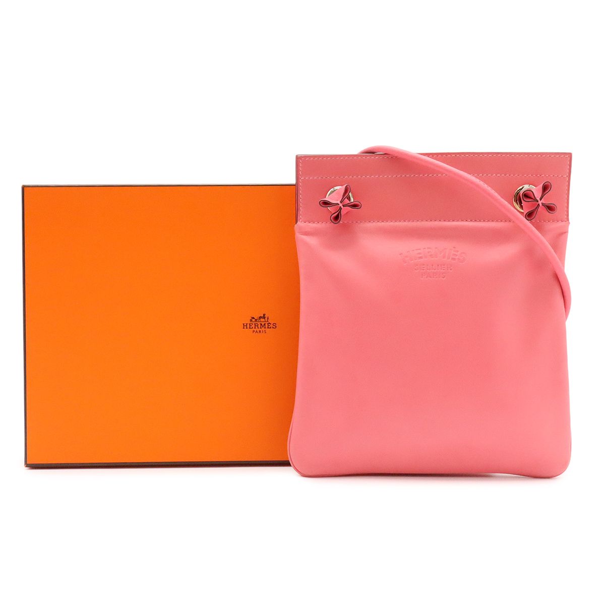 Hermes Sac Aline Mini Shoulder Bag Pochette Crossbody Veau Swift Rose Azalea — view 8