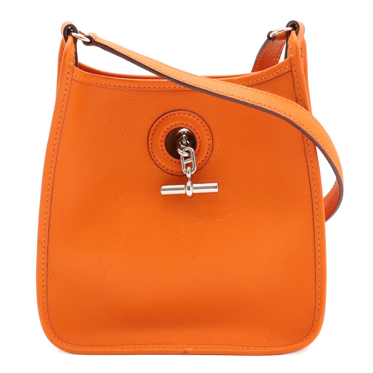 Hermes Vespa TPM Shoulder Bag Pochette Crossbody Veau Epsom Orange Silver