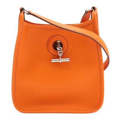 Hermes Vespa TPM Shoulder Bag Pochette Crossbody Veau Epsom Orange Silver
