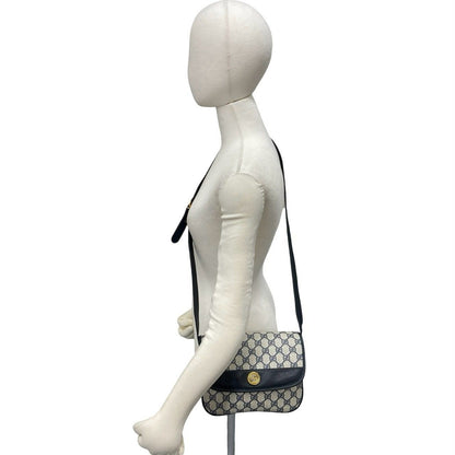 Gucci Vintage GG Logo Leather Mini Shoulder Bag Pochette Navy — view 2
