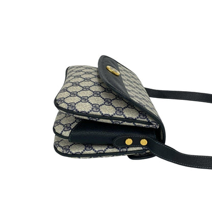 Gucci Vintage GG Logo Leather Mini Shoulder Bag Pochette Navy — view 6