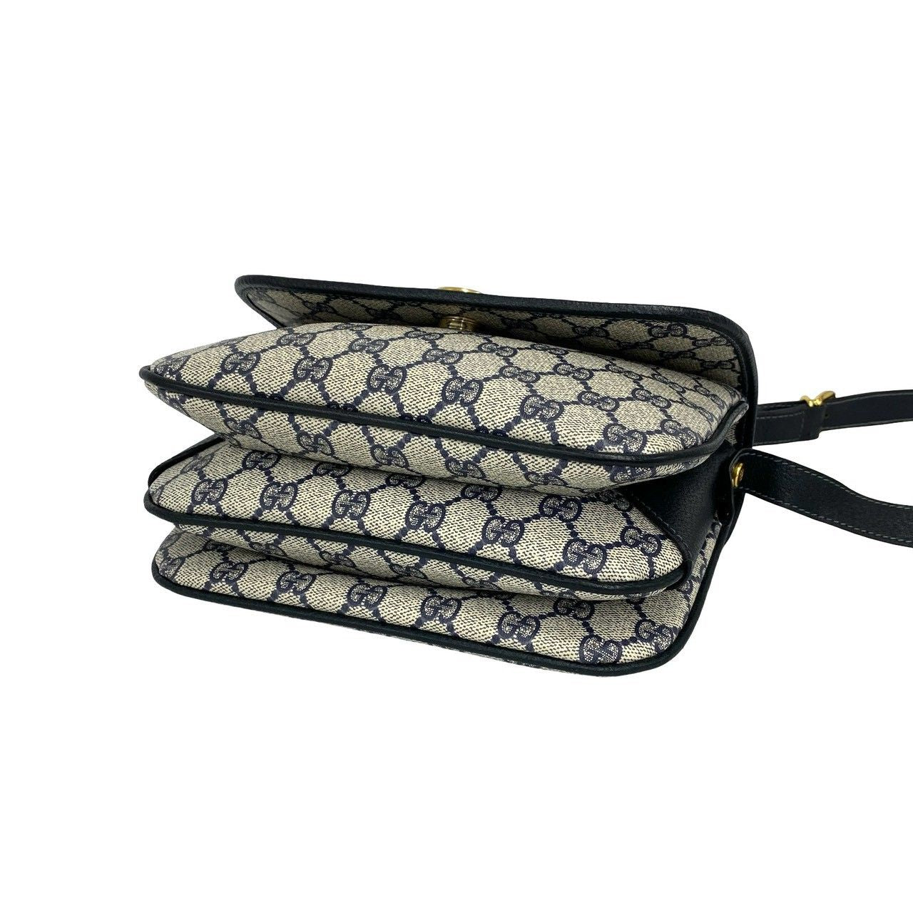 Gucci Vintage GG Logo Leather Mini Shoulder Bag Pochette Navy — view 8