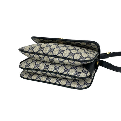 Gucci Vintage GG Logo Leather Mini Shoulder Bag Pochette Navy — view 8
