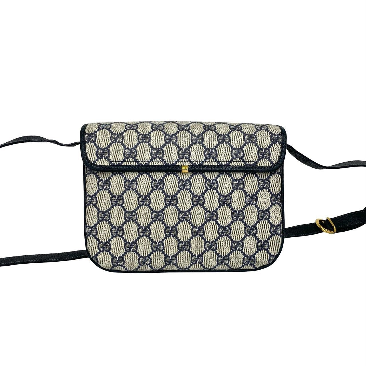 Gucci Vintage GG Logo Leather Mini Shoulder Bag Pochette Navy — view 3