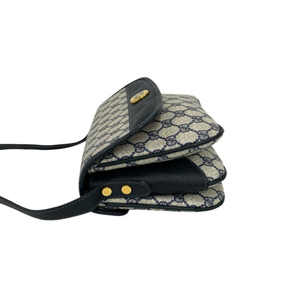 Gucci Vintage GG Logo Leather Mini Shoulder Bag Pochette Navy — view 5