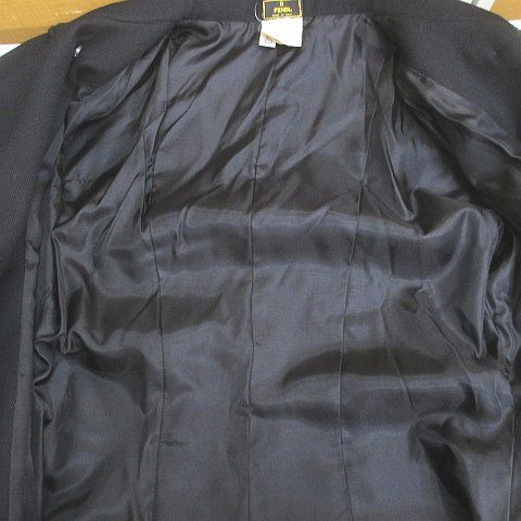 Fendi Vintage Long Coat Black Roll Up Pocket Lining 44 — view 7