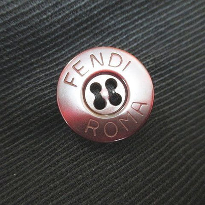 Fendi Vintage Long Coat Black Roll Up Pocket Lining 44 — view 8