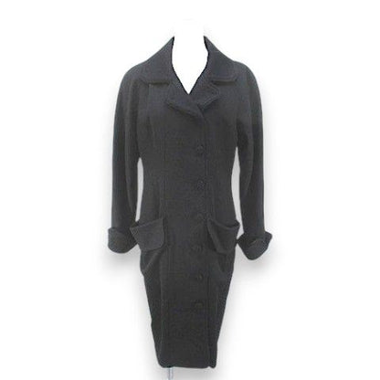 Fendi Vintage Long Coat Black Roll Up Pocket Lining 44