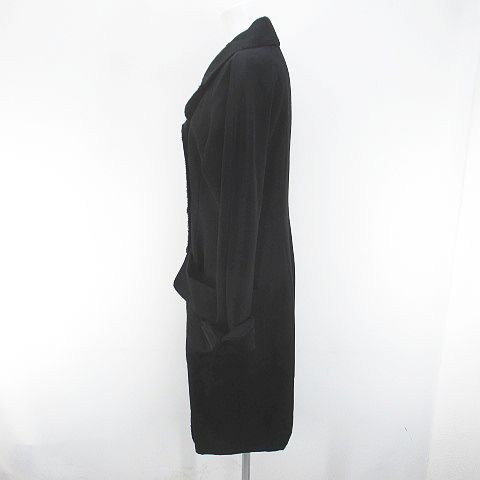 Fendi Vintage Long Coat Black Roll Up Pocket Lining 44 — view 4