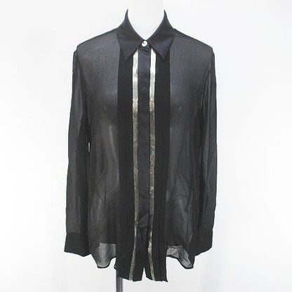 Versace Medusa Button Shirt Blouse Silk Black Sheer 36