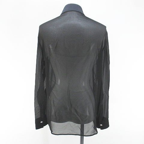 Versace Medusa Button Shirt Blouse Silk Black Sheer 36 — view 2
