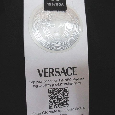 Versace Medusa Button Shirt Blouse Silk Black Sheer 36 — view 6