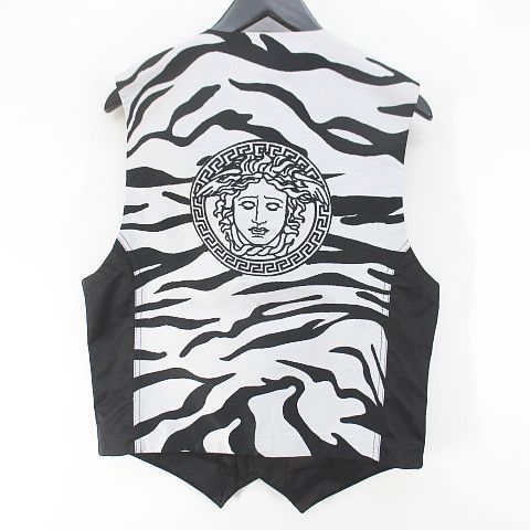 Versace Jeans Couture Medusa Zebra Pattern Vest Gilet Black Lining M
