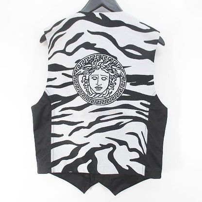 Versace Jeans Couture Medusa Zebra Pattern Vest Gilet Black Lining M