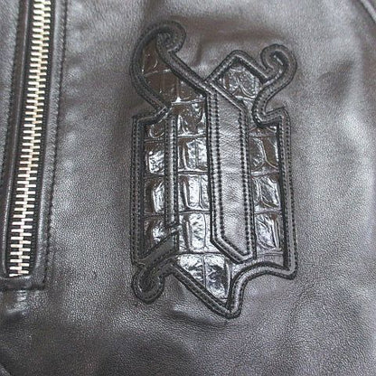 Versace Gianni Leather Jacket Rider's Black Zip-up Pocket Embroidery Lining 50 — view 7