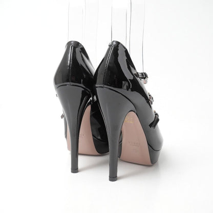 Gucci Pumps Patent Strap High Heels Open Toe Platform — view 3