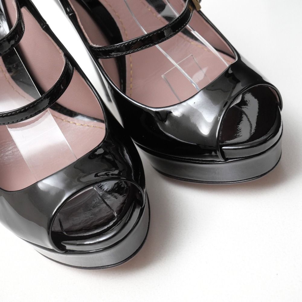 Gucci Pumps Patent Strap High Heels Open Toe Platform — view 4