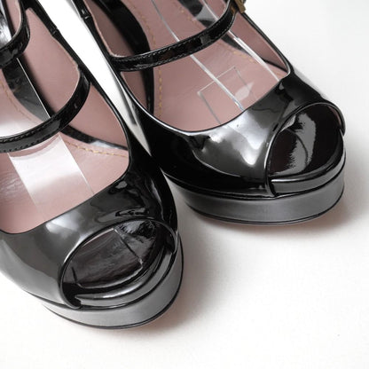 Gucci Pumps Patent Strap High Heels Open Toe Platform — view 4