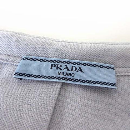 Prada Cotton Pique Pleated Skirt Mini Triangle Logo Embroidery Drost L Blue 42 — view 7