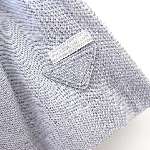 Prada Cotton Pique Pleated Skirt Mini Triangle Logo Embroidery Drost L Blue 42 — view 5