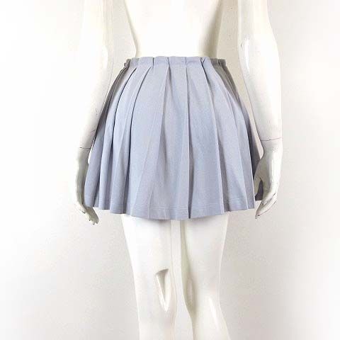 Prada Cotton Pique Pleated Skirt Mini Triangle Logo Embroidery Drost L Blue 42 — view 3