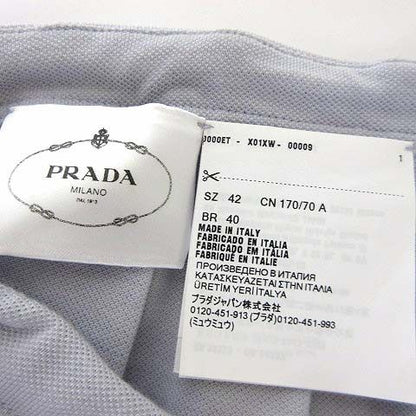 Prada Cotton Pique Pleated Skirt Mini Triangle Logo Embroidery Drost L Blue 42 — view 6
