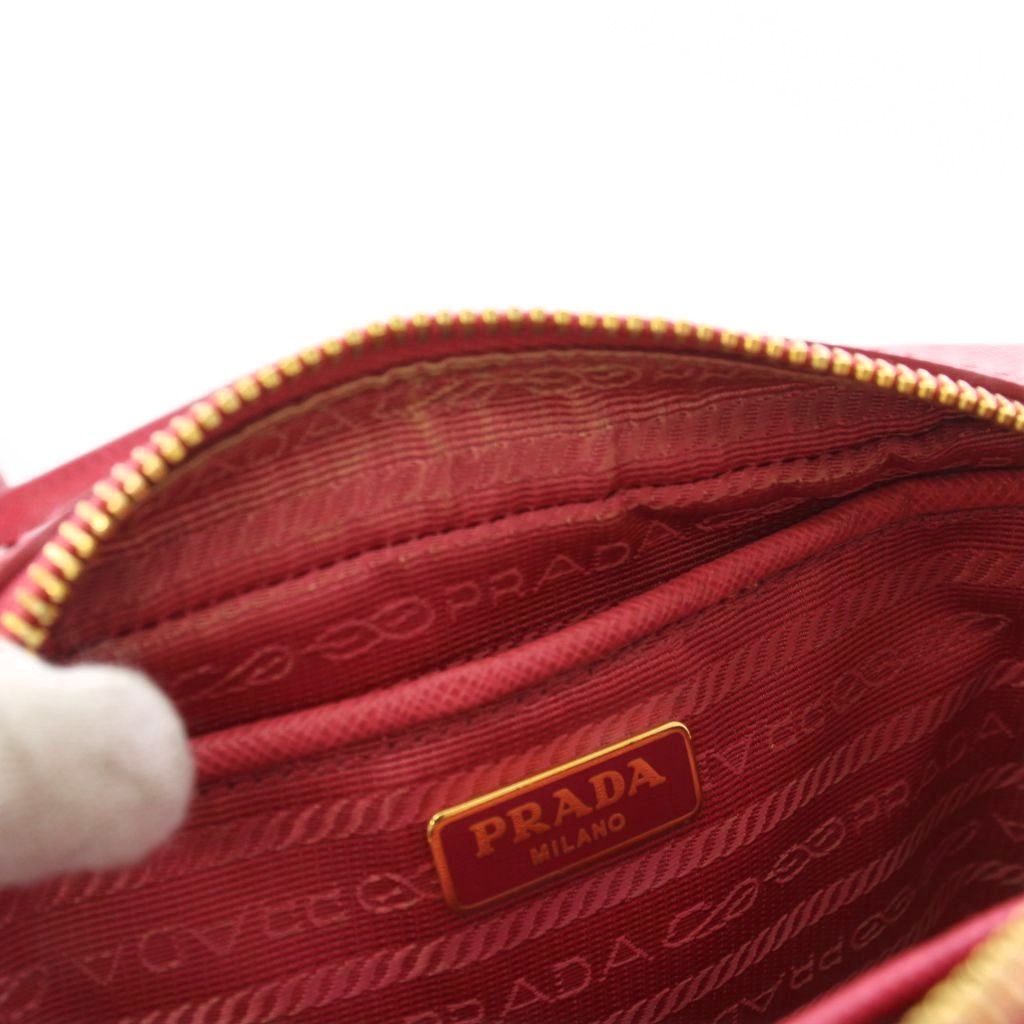 Prada Saffiano Fiocco Ribbon Mini Shoulder Bag Posiette Leather Pink — view 8