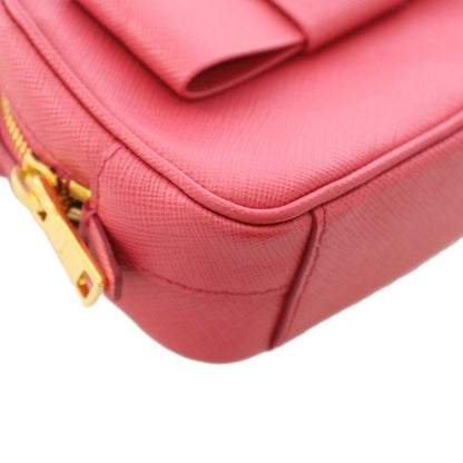 Prada Saffiano Fiocco Ribbon Mini Shoulder Bag Posiette Leather Pink — view 7