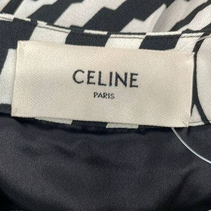 Celine Dress S White Black Long Sleeve Long Tiered Hedi Slimane 36 — view 3