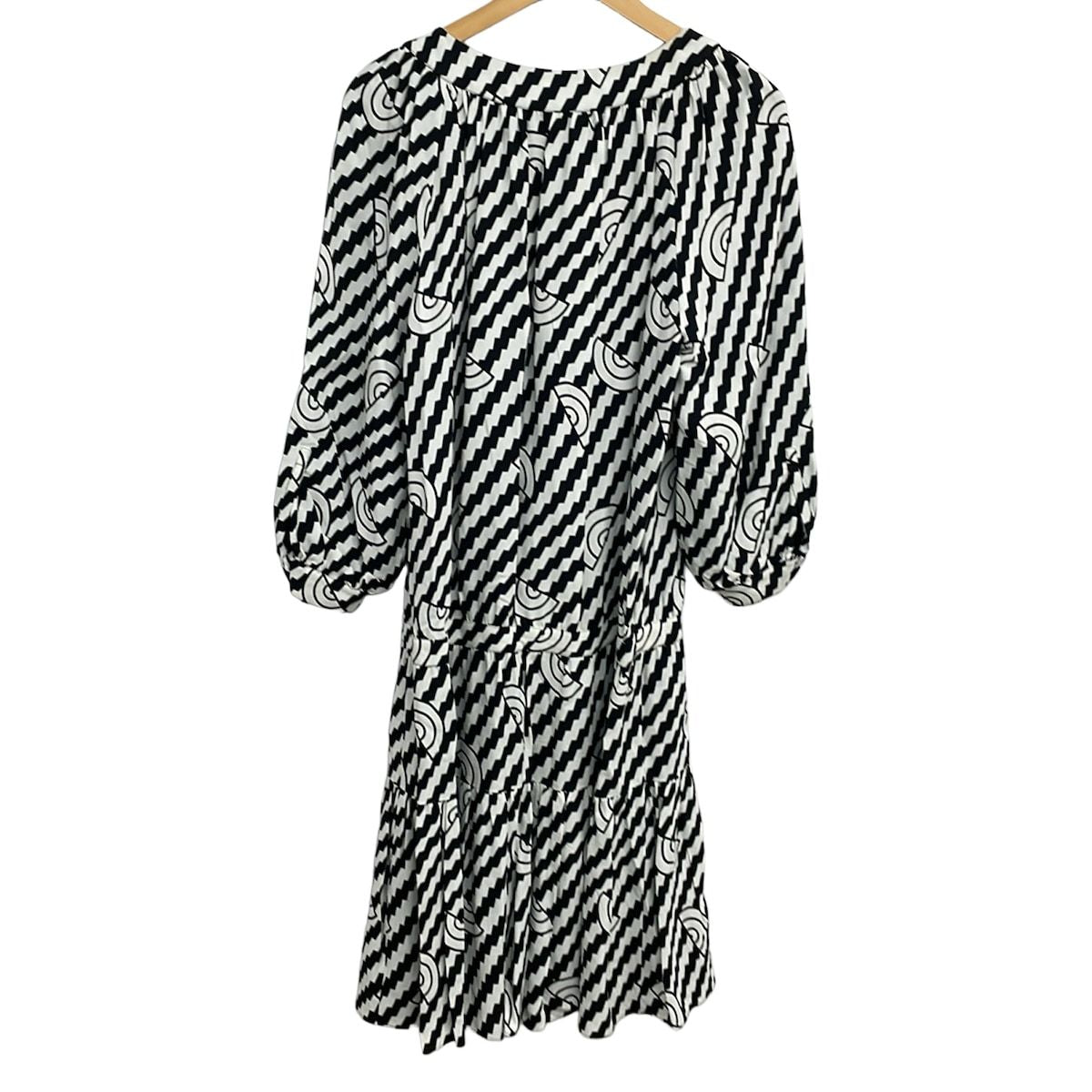 Celine Dress S White Black Long Sleeve Long Tiered Hedi Slimane 36 — view 2
