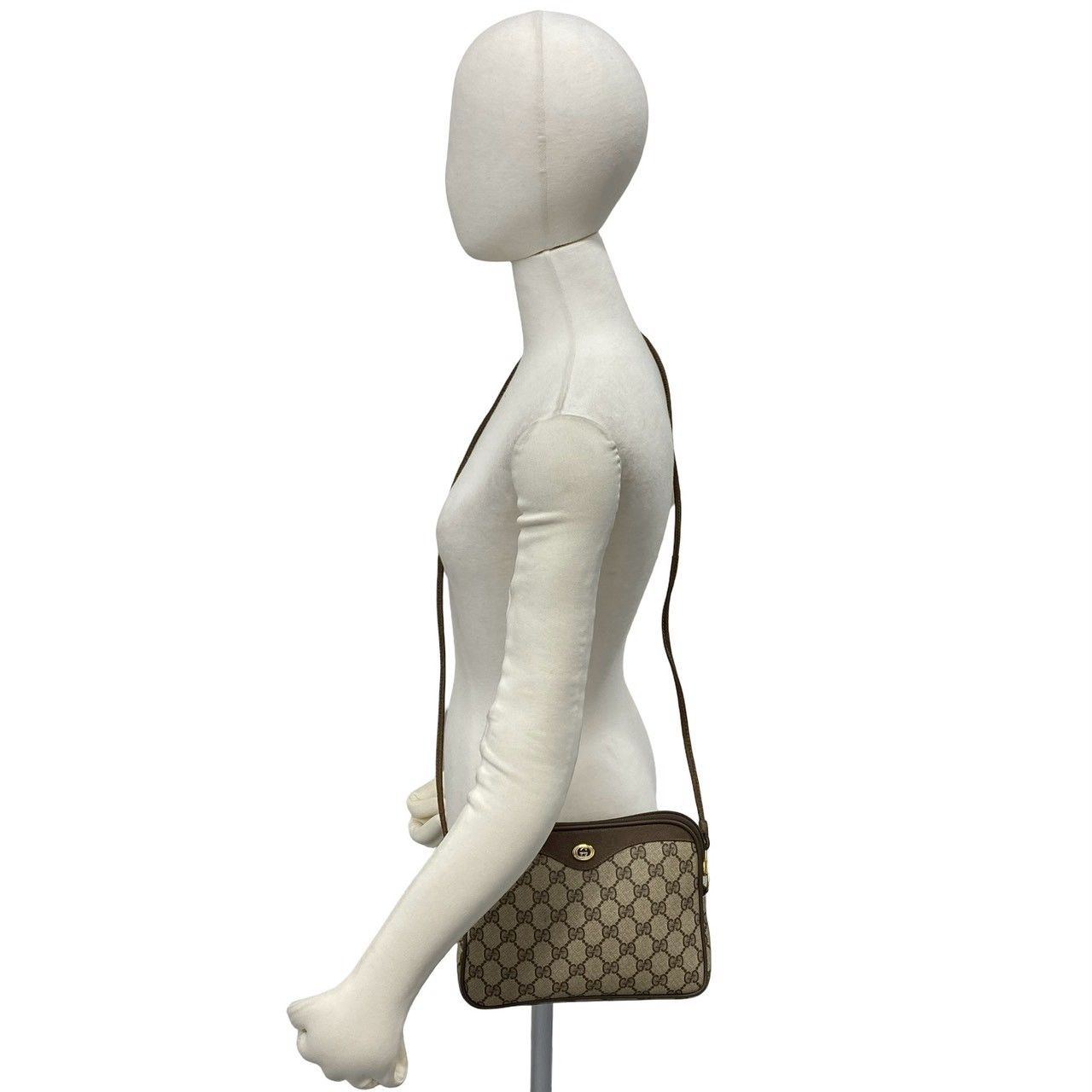 Gucci Vintage GG Logo Pattern Leather Mini Shoulder Bag Pochette Brown — view 2