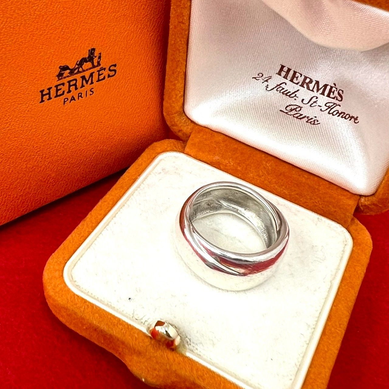 Hermes Vintage Ring 925 Sterling Silver