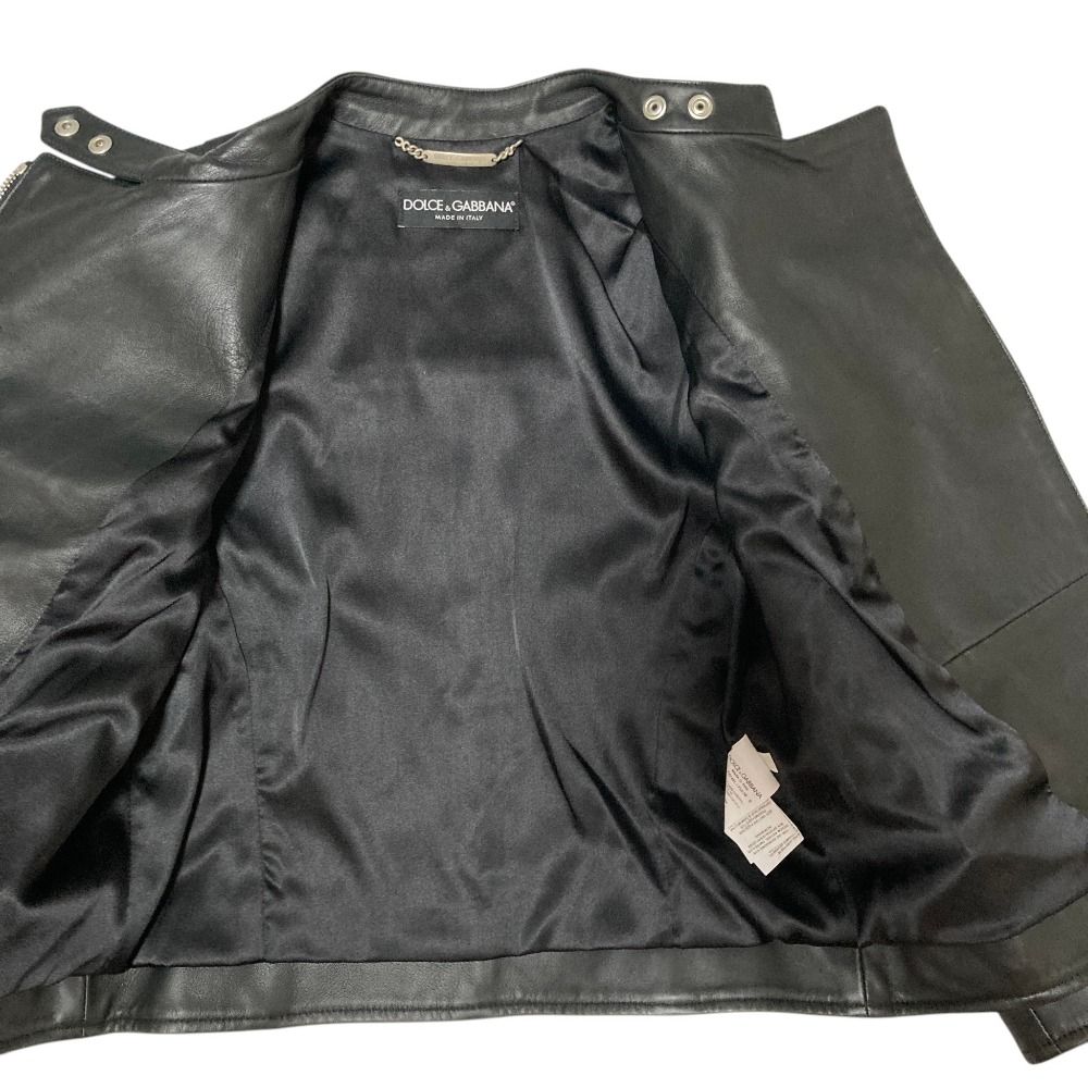 Dolce & Gabbana Lambskin Double Rider's Jacket Black — view 4