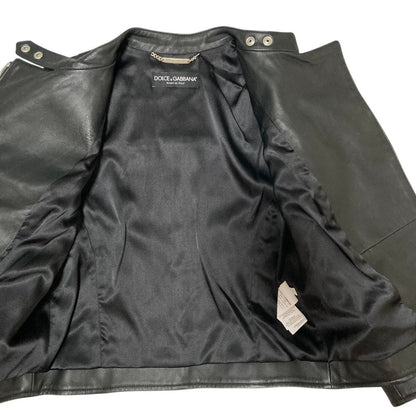Dolce & Gabbana Lambskin Double Rider's Jacket Black — view 4