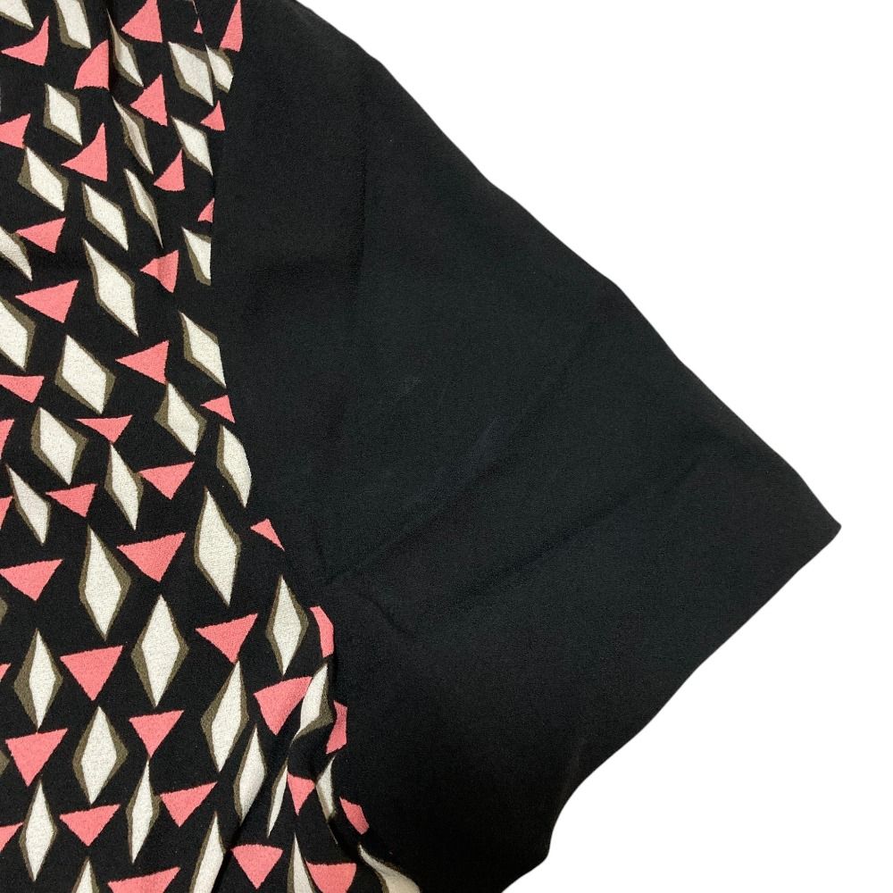 Prada All Over Print Front Ribbon Short Sleeve Dress Black — view 8