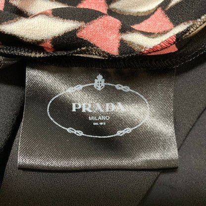 Prada All Over Print Front Ribbon Short Sleeve Dress Black — view 6