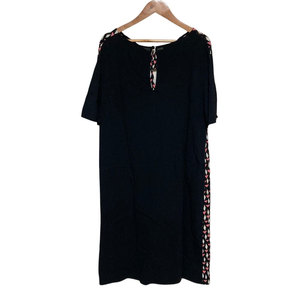 Prada All Over Print Front Ribbon Short Sleeve Dress Black — view 2