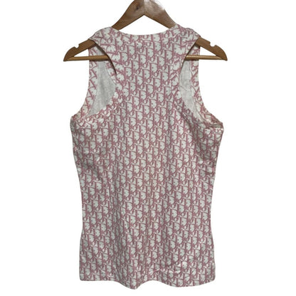 Dior Galliano Era Numbering Trotter Print Tank Top Pink 40 — view 2