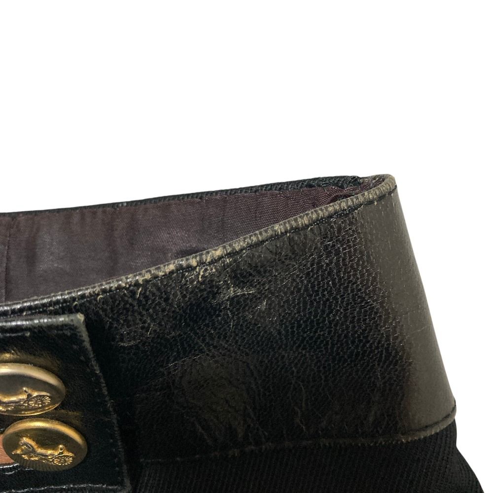 Celine Vintage Leather Trim Carriage Button Wrap Skirt Black — view 6