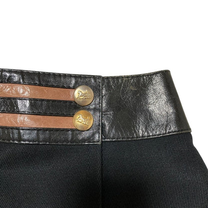 Celine Vintage Leather Trim Carriage Button Wrap Skirt Black — view 3