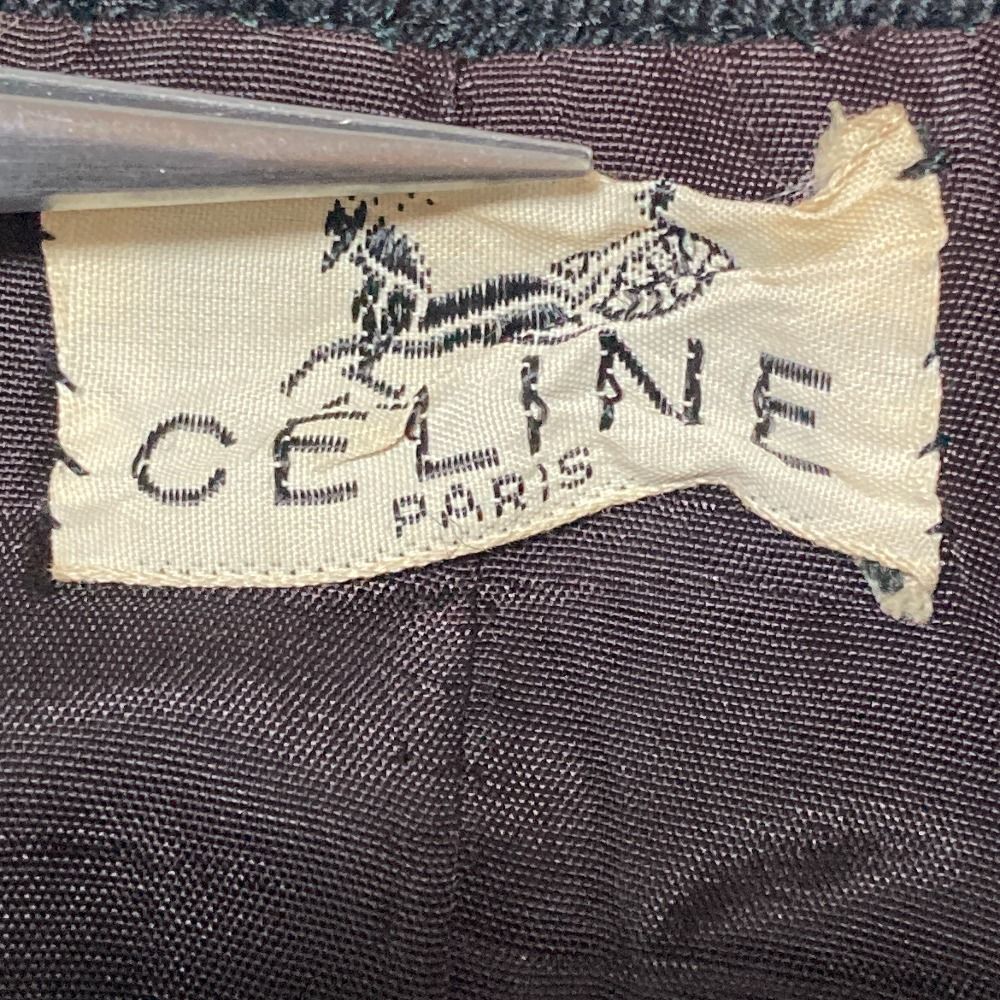 Celine Vintage Leather Trim Carriage Button Wrap Skirt Black — view 5
