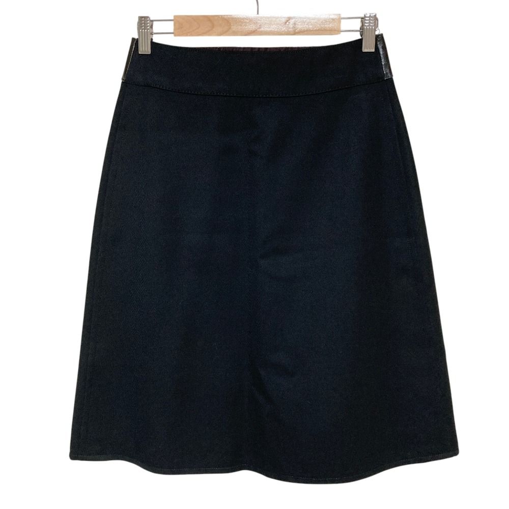 Celine Vintage Leather Trim Carriage Button Wrap Skirt Black — view 2