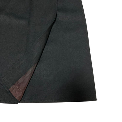 Celine Vintage Leather Trim Carriage Button Wrap Skirt Black — view 4