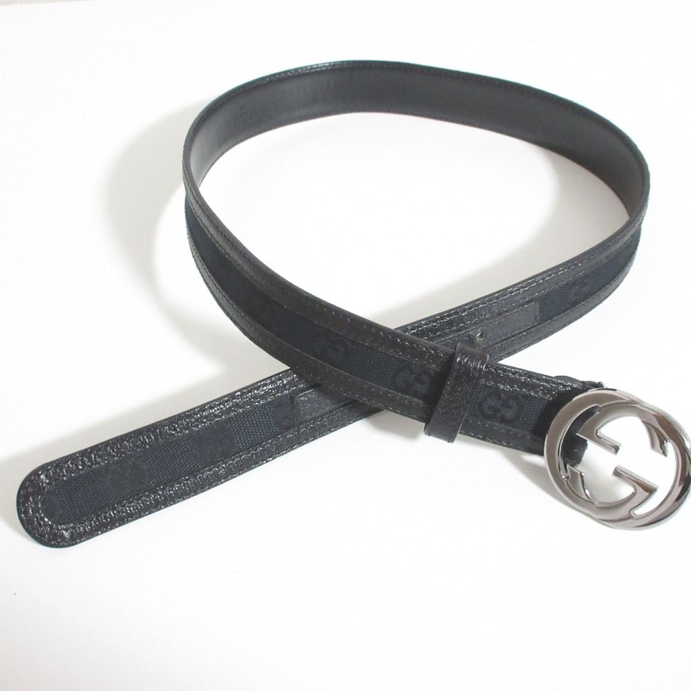 Gucci Interlocking G GG Canvas Belt 80 Black — view 2